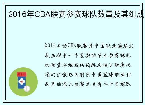 2016年CBA联赛参赛球队数量及其组成